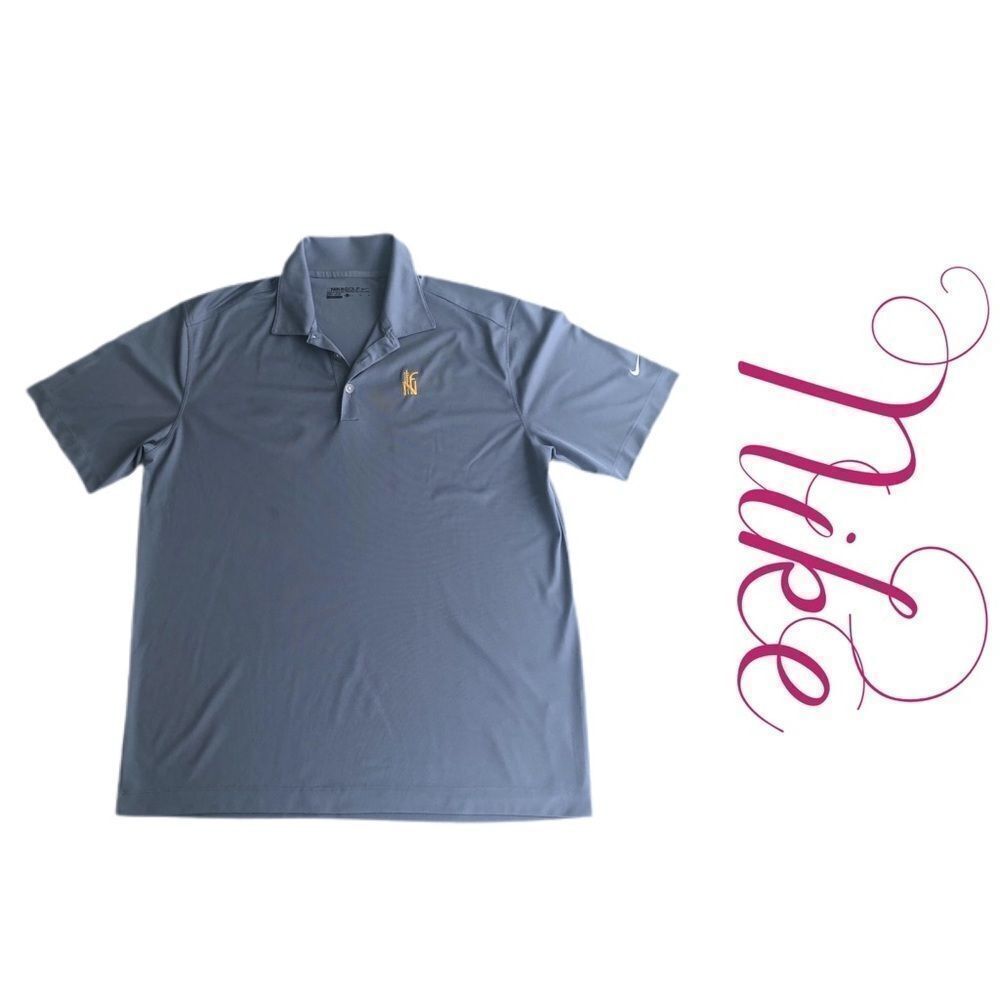 NIKE GOLF DRI-FIT EMBROIDERY GRAY POLO SHIRT Sz L